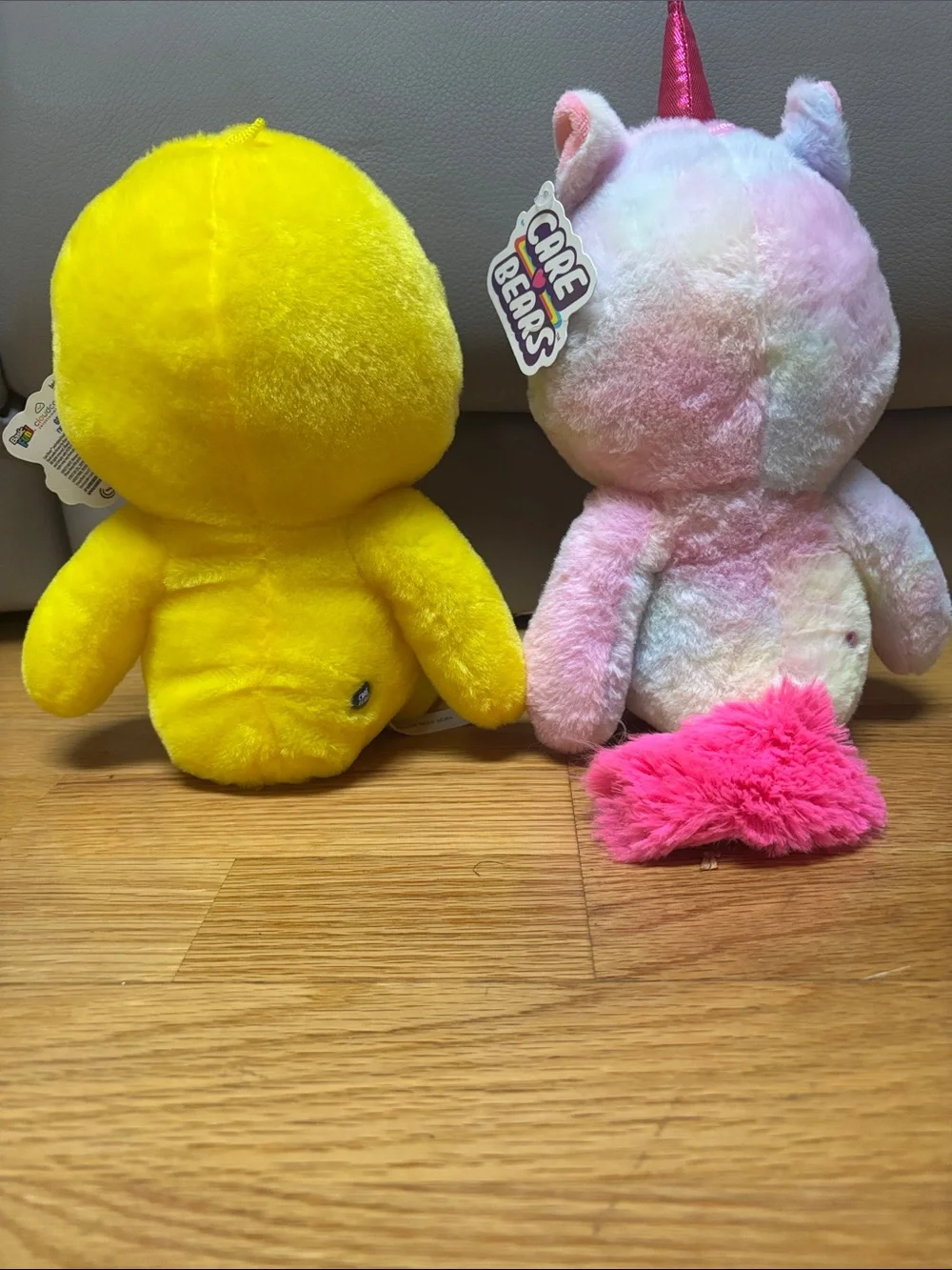 Care Bears Yellow Duck Costume & Pink Unicorn Rainbow Plush Duo